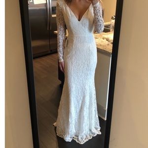 natural beauty white lace long sleeve maxi dress